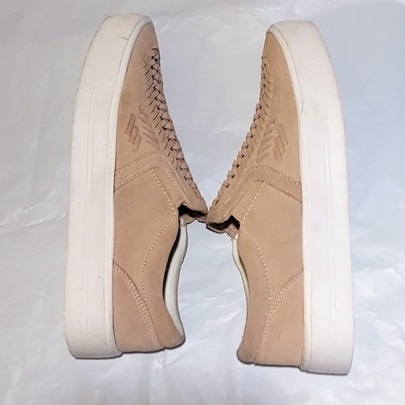 Marc Fisher Tan Suede Basket Weave Slip Ons - Picture 2 of 7